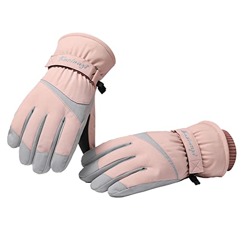 Halloween Handschuhe Schwarz Paar+KostüMe Damen Ski Fäustlinge Winter Warme Verdickte Winddichte wasserdichte Outdoor Reitfäustlinge Pfoten Handschuhe Kinder Samthandschuhe Damen (Pink, One Size) von Generisch