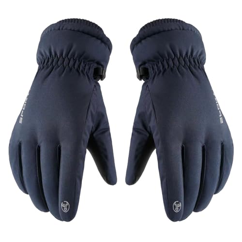 Handschuh Fingerlos Halloween Handschuhe Schwarz Damen/Herren Ski-Fäustlinge, Winter, warm, Plüsch, verdickt, winddicht, Outdoor-Reit-Fäustlinge Handschuhe Netz Schwarz Satin Handschuhe (Blue, L) von Generisch