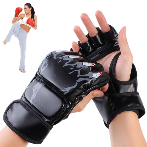 Handschuhe Boxen,Boxhandschuhe Damen,Halbfinger-Boxkampfhandschuhe | Halbfinger-Boxhandschuhe für Boxsack, Sparring, Muay Thai, MMA, geeignet für Taekwondo und Kampfsporttraining von Generisch