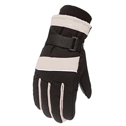 Handschuhe Damen Lederimitat Mesh Gloves Winterhandschuhe Outdoor Snowboarden Snow Skating Winddicht Warm Langlebig Soft Print Skihandschuhe Pelz Handschuhe Damen Opera Gloves White (Beige, One Size) von Generisch