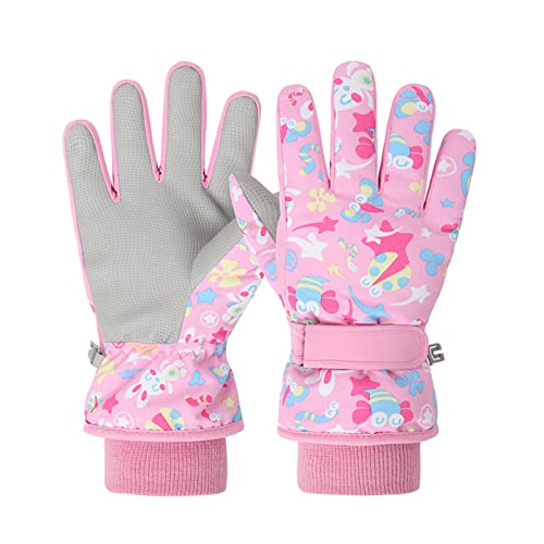 Handschuhe Damen Schwarz Satin Paar+KostüMe Print Winter Skihandschuhe Thermische Handschuhe Thermische Fahrradhandschuhe Winddichte Kinderhandschuhe Handschuhe Weiß Karneval Tights (Pink, 6-9 Years) von Generisch