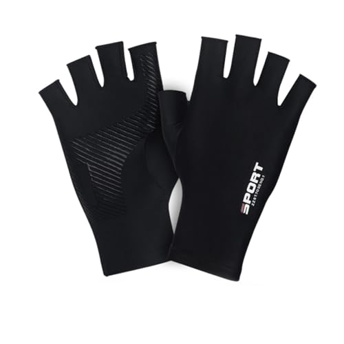 Handschuhe Halbfingerhandschuhe Einfarbig Hochelastisch Atmungsaktiv Damen Herren Outdoor Fahrradhandschuhe Sportzubehör Kinder Handschuhe 23 (Black, L) von Generisch