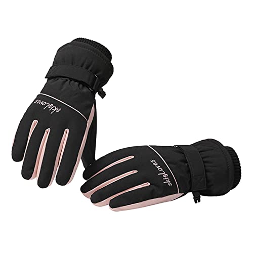 Handschuhe Halloween Schwarz KostüM Damen Damen Ski Fäustlinge Winter Warme Verdickte Winddichte wasserdichte Outdoor Reitfäustlinge Handschuhe Damen Elegant Weisses Handschuhe (Black, One Size) von Generisch