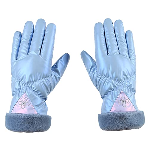 Handschuhe Weiß Baumwolle Samthandschuhe Männer und Frauen Handschuhe Winter Skihandschuhe Warme Handschuhe Warme süße Bedruckte Fahrradhandschuhe Weiche WeißE Handschuhe Kinder (Blue, One Size) von Generisch