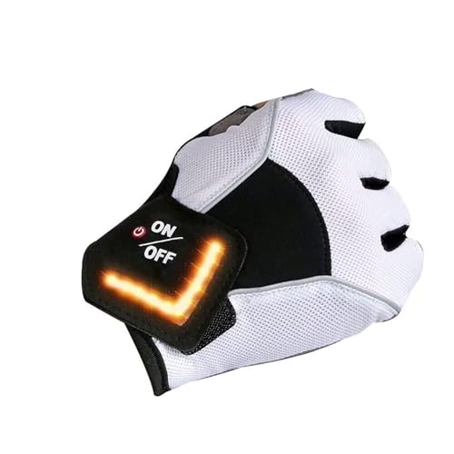 Handschuhe Weiß Damen KostüM Black Gloves Automatisches Zubehör Outdoor-Sportarten Radfahren LED-Blinkerhandschuhe Mountainbike Kurzfingerhandschuhe Handschuhe Weiß Damen KostüM Black (White, L) von Generisch