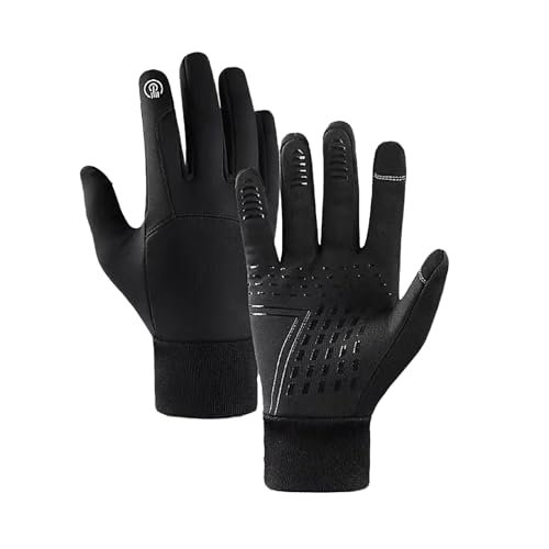 Handstulpen Damen Winter Schwarz Slip Touchscreen Gloves Windproof And Water Running Gloves Thermal Gloves Cold Weather Cycling Gloves For Men Women Walking Riding Drivin Handschuhe Damen (Black, L) von Generisch