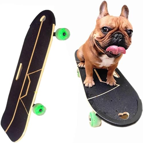 Haustier-Surf-Skateboard, Hundeskateboard mit Surf-Rack, Bambus und Holz, spezielles Scooter, buntes PU-Rad, geeignet für Bulldoggen usw. (C) von Generisch