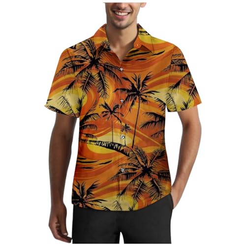 Hawaii Outfit Herren Sommer Festival Strandhemd Party Kurzarm Freizeithemden 80er Jahre Hemd Hawaiian Bügelfrei Shirt Buntes Oversized Funky Lässig Hemden Unisex Surf Für Urlaub Print von Generisch