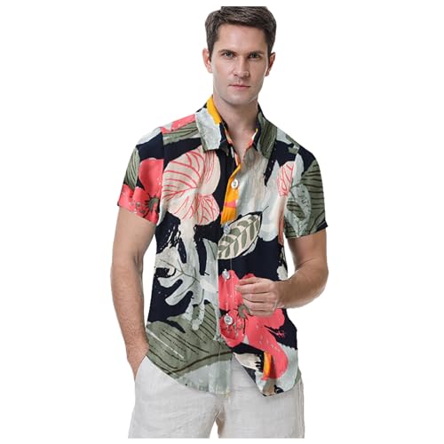 Hawaii Outfit Herren Sommer Festival Strandhemd Party Kurzarm Freizeithemden 80er Jahre Hemd Hawaiian Bügelfrei Shirt Regular Fit Funky Hawaiihemd Unisex Surf Für Urlaub Hemden von Generisch