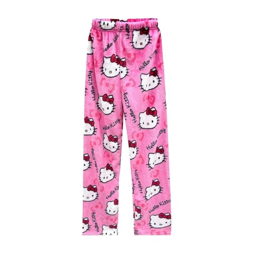 𝐇𝐞𝐥𝐥𝐨 𝐊ἰ𝐭𝐭𝐲 Pyjama Hose Damen - 𝐇𝐞𝐥𝐥𝐨 𝐊ἰ𝐭𝐭𝐲 Pyjamahose Weihnachten Damen Hosen Lang Flanell Kawaii Anime Bequeme Schlafanzughose Cartoon Casual Schlafanzug für Teenager Mädchen von Generisch