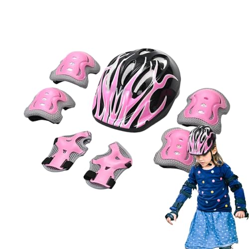 Helmet and Pads for Kids, Resistant Protective Gear, 53-55cm/20.87-21.65 inches Breathable Knee Elbow Pad Set, Comfortable Safety Equipment, for Skateboarding, Biking von Generisch