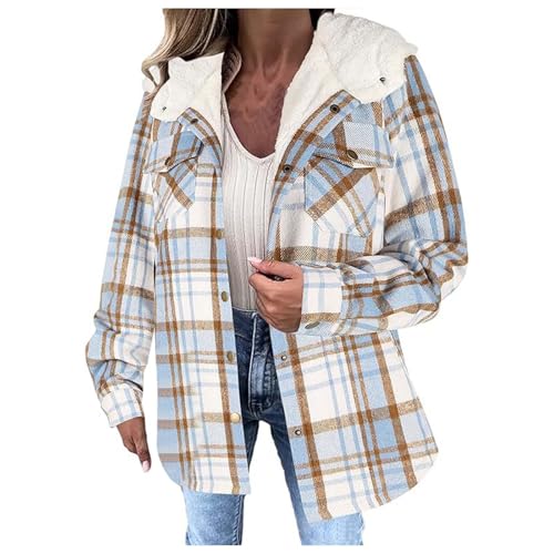 Hemdjacke Damen Kariertes Knöpfen Taschen Mantel Hemdjacke Holzfällerjacke Plaid Plüsch Fleece Gefüttert Jacke Winter Bluse Blau XL Hemdjacke Damen Kariertes Knöpfen Taschen Mantel Hemdjacke Holzfällerjacke Plaid Plüsch Fleece Gefüttert Jacke Winter Bluse Blau XL von Generisch