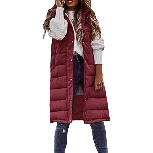 Herbst Mantel, Fahrrad Weste Damen, Steppweste Damen Lang Daunenmantel Mantel Winter Herbst Mode Daunenweste Lange Weste Jacke Westen Damen-Westen Longweste Softshell Wintermantel Winterjacke von Generisch