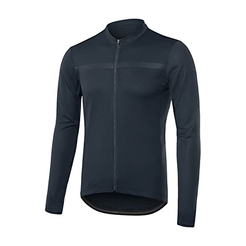 Herren-Fahrradtrikot mit durchgehendem Reißverschluss, lange Ärmel, Jgr404, Dunkelblau, Größe XL von Generisch