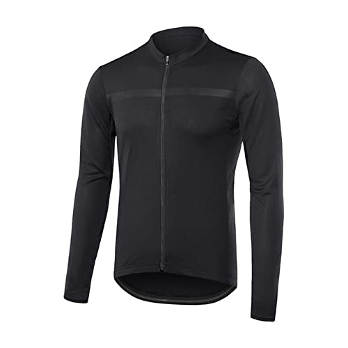 Herren-Fahrradtrikot mit durchgehendem Reißverschluss, lange Ärmel, MTB, Jgr404 (Schwarz, M) von Generisch