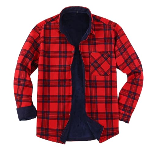 Herren Flanellhemd Langarm, Shirt Langarm Herren Baumwolle Mode Komfortabel Langarmshirt - Hemdjacke Freizeit Business Stretch Jacke Jeanshemd Winter Flanellhemd von Generisch