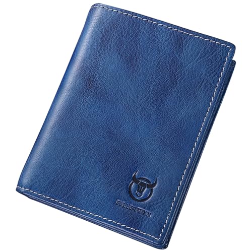 Herren Geldbörsen mit RFID Schutz, Echtleder Portemonnaie Herren in Hochformat, mit 15 Kartenfächer Slim Dünner Praktischer Geldbeutel Wallet Reisebrieftasche (Blau) von Generisch