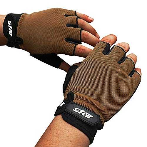 Herren Halbsport-Radhandschuh -Skid Fitness Fingerhandschuh Graue Handschuhe (Khaki, M) von Generisch