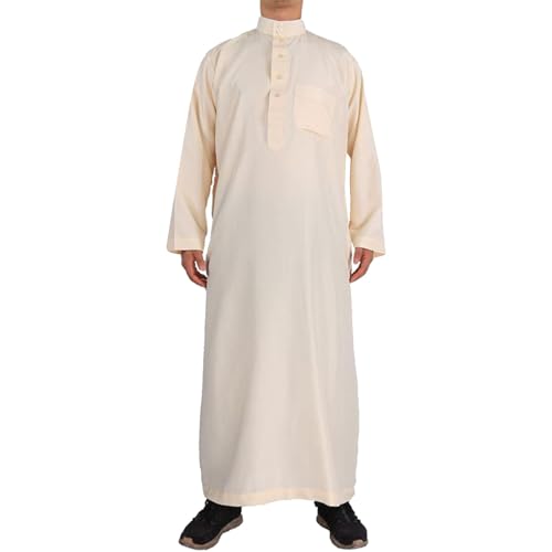 Herren Kaftan V-Ausschnitt Muslim Faschingskostüme Retro Party Fashion Bademäntel Regular Fit Universal Fit Kostüm Knopf Royalty Robe Ethnische O-Ausschnitt Henley Traditionelle Nachthemd von Generisch