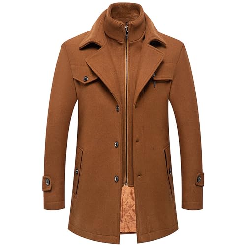 Herren Mantel Lang Schwarz Maenner Wollmantel Flanell Slim Fit Kurzmantel Schwarzer Trench Coat Elegant Langer Mantel Kurzmantel Jacke Beige Freizeit von Generisch