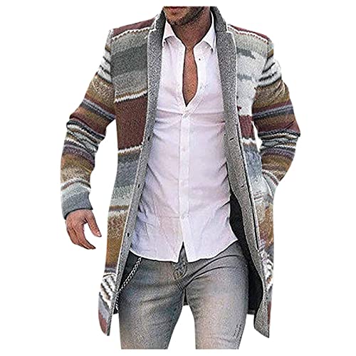 Herren Mantel Winter Slim Fit Grau Parka Braun Mittellang Wollmantel Winter Jacke Wolle Maenner Winterjacke Peacoat Blazer 4XL Männer von Generisch