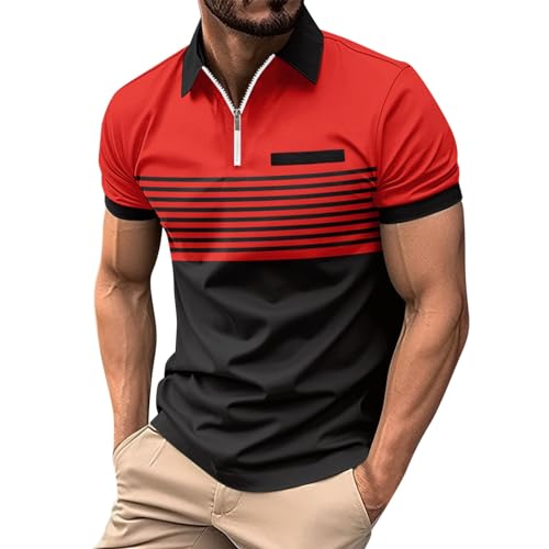 Herren Poloshirt Schnelltrocknend Atmungsaktiv Funktionshemd Golf Sport Polo Shirt Slim Fit Wander Tshirt Kurzarm Kleidung Funktionsshirt Hemd Men's Summer Shirts Basic T-Shirt von Generisch