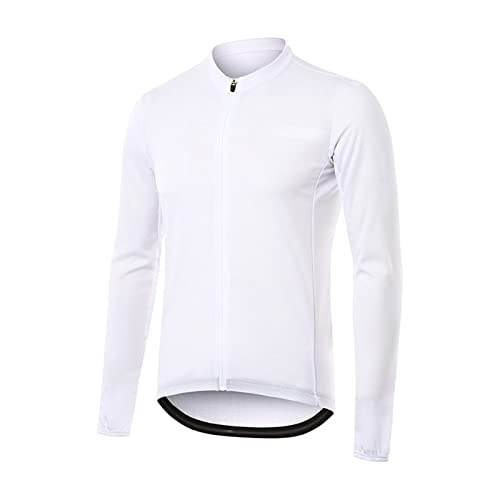 Herren-Radtrikot, durchgehender Reißverschluss, lange Ärmel, Fahrradtrikot, Fahrradausrüstung, Herren, Weiß, Größe S von Generisch