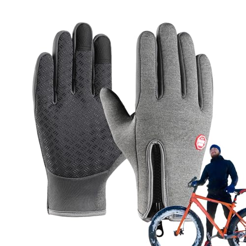 Herren-Schneehandschuhe – wasserabweisende Fahrradhandschuhe mit Touchscreen-Fingern, weich gefütterte Handschuhe mit Reißverschluss-Design, Ausrüstung für kaltes Wetter, für Camping, Angeln von Generisch