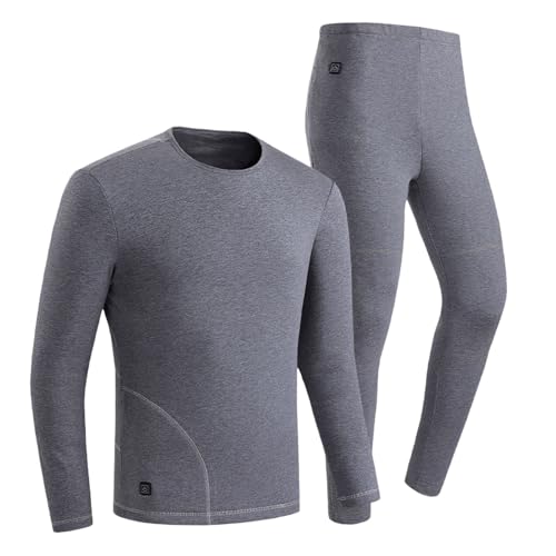 Herren Thermo Unterwäsche Set Casual Bottom Fleecepullover Verdickte Warme Thermoshirt Slim Fit Thermo T-Shirt Fitted Stretch Tops Basic Pullover Gepolstertes Oberteile von Generisch