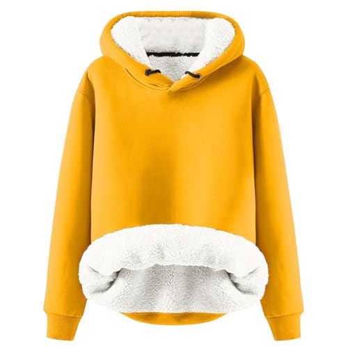 Hoodie Damen Fleece Gefütterte Sweatshirt Winter Warm Pullover Mit Kapuze Dicke Pullover Damen Fleecepullover Fleece Pulli Kapuzenpullover Casual Sportlich Langarmshirt Thermounterwäsche Teddyjacke von Generisch