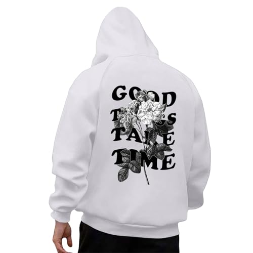 Hoodie Herren Baggy Kapuzenpullover - Pullover Backprint Männer Oversize Sweatshirts Back Drucken Sweatjacke Y2k Streetwear Basic Vintage Print Hoodies von Generisch