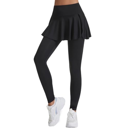 Hosenrock-Damen, Leggings mit Rock Damen Push Up Rockhose Yoga Hose Formende Yogahose Golf Skort Lang Laufhose Tennisrock 2-In Sporthose Yoga Pants von Generisch