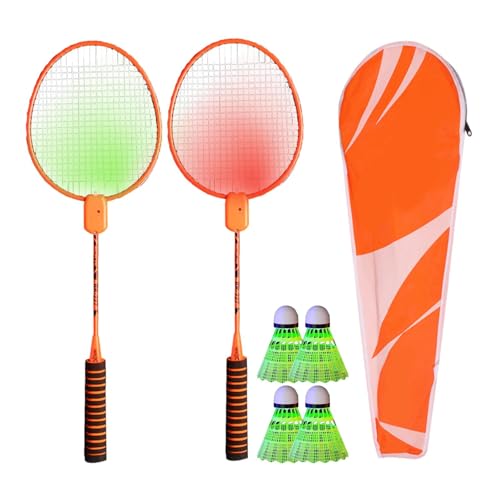 Im Dunkeln leuchtende Badmintonschläger,LED-beleuchtete Badmintonschläger,Training LED-Badmintonschläger-Set - Bunte und tragbare Gartenspiele für Jugendliche, Erwachsene, Junioren und Kinder von Generisch