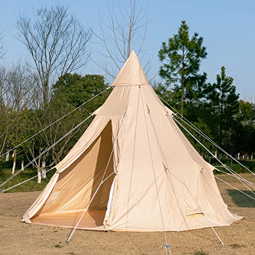 Indianisches Tipi-Zelt für 3 4 Personen, wasserdichtes Pyramiden-Canvas-Glockenzelt, sofortiger einfacher Aufbau, 4-Jahreszeiten-Jurtenzelte für Familiencamping und Wandern von Generisch