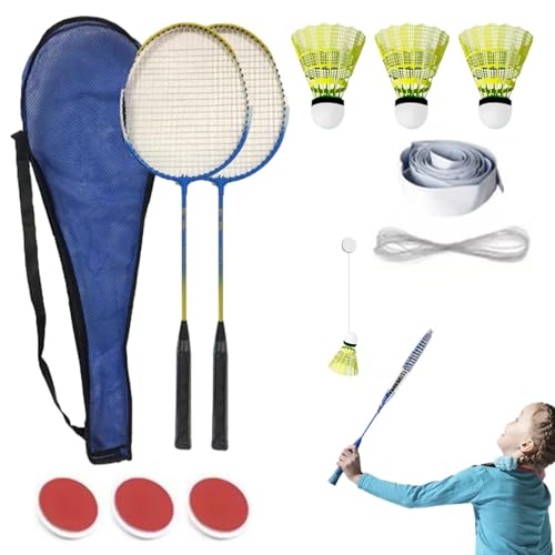 Indoor-Badminton-Selbsttrainingswerkzeug – Schläger und Badminton-Zubehör, automatischer Rückprall, Badminton-Übungshilfe, verstellbare Höhe für das Training von Generisch