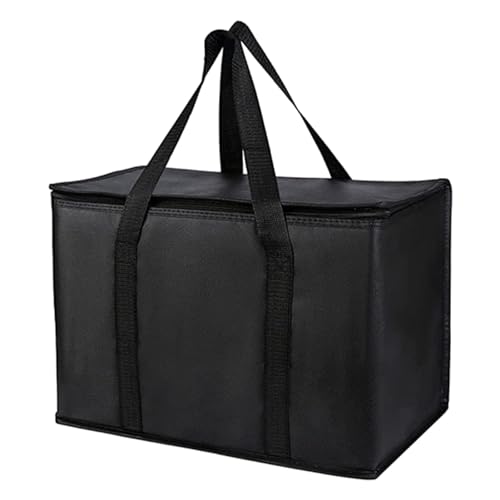 Isolierte Lunchtasche – Große 65L-70L Lunch-Kühltasche mit rutschfestem Griff | Vlies-Kühltasche für Lebensmittel, Lebensmittellieferung, Catering, Pizzawärmer, Schwarz , Refer to description, Unisex von Generisch