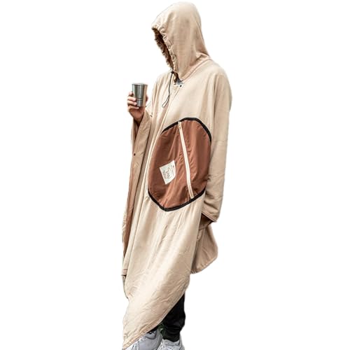 Isolierter Poncho, Überlebensponcho,Fleece-Kapuzen-Poncho-Campingdecke - Mehrzweck-Poncho mit Kapuze, Campingdecke, Winddichte Decken, Schlafsack-Poncho für Outdoor-Camping von Generisch