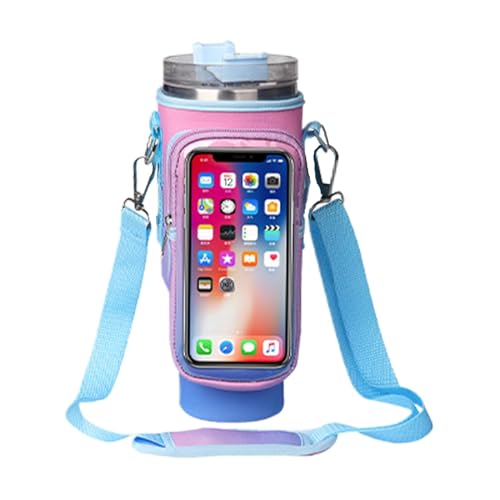 Isolierter Wasserflaschenhalter, Wasserflaschen-Tragetasche,40 Oz Flasche Sling Bag Sleeve Beutelhalter - Verstellbare, gepolsterte Trageschlaufe, isolierte Flaschenträgerhülle mit Touchscreen-Vordert von Generisch