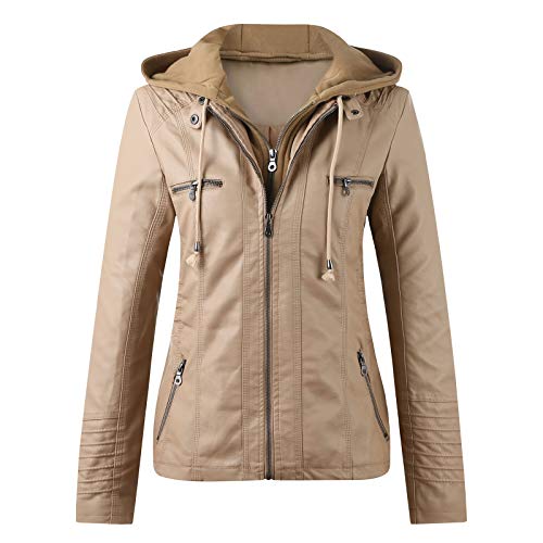 Jacke Damen, Jacke Damen Motorrad Kunstlederjacke - Ledermantel Frühling Damenjacke Frauen Motorradjacke Warm Übergangsjacke Herbstjacke Kurz Aus Kunstleder Mit Reißverschluss von Generisch