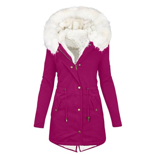 Jacke Damen Winter, Mantel Damen Winter Warm Gefüttert Winterjacke Lange Elegant Damenmantel Langarm Parka Jacke Mit Kapuze Winterparka Winddicht Wintermantel Outdoor-Plüschjacke Lässig Dicker Steppma von Generisch