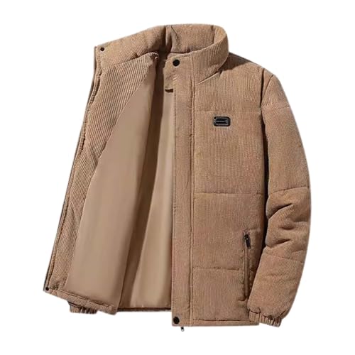 Jacke Herren Cordjacke Warme Gefütterte Winterjacke Übergangsjacke Verdickt Winter Freizeit Jacke Mantel mit Taschen M Khaki von Generisch