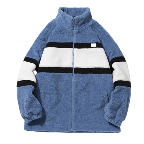 Jacke Herren Sherpa Jacke Warme Langarm Outdoor Übergangsjacke Sweatjacke Winter Fleecejacke Fleecepullover Jacke Mit Reißverschluss Blau M von Generisch