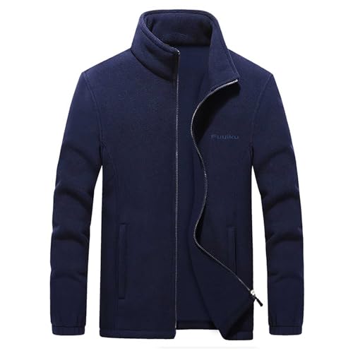 Jacke Herren Teddy Jacke Winter Langarm Fleece Outdoorjacke Übergangsjacke Männer Fleecejacke Pullover Hoodie Mit Reißverschluss Dunkelblau M von Generisch