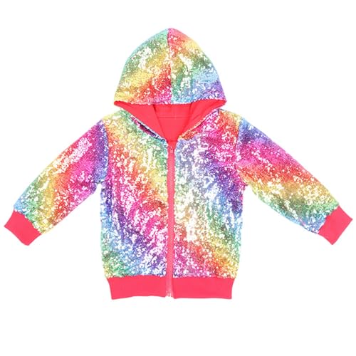 Jacke Mädchen Jugen - Hip-Hop Jazz Tanz Disco Kostüm Pailletten Jacke Langarm Glitzer Strickjacke Kleidjacke Festlich Shiny Kleidung Top Karnevalskostüm Für Fasching Party Jacken Cardigan von Generisch