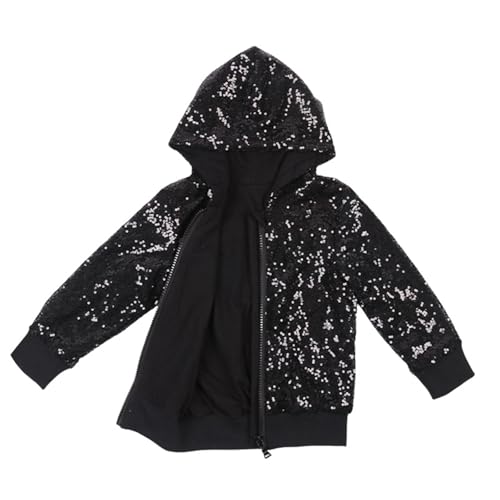 Jacke Mädchen Jugen - Hip-Hop Jazz Tanz Disco Kostüm Pailletten Jacke Langarm Glitzer Strickjacke Kleidjacke Festlich Shiny Kleidung Top Karnevalskostüm Für Fasching Party Jacken Cardigan von Generisch