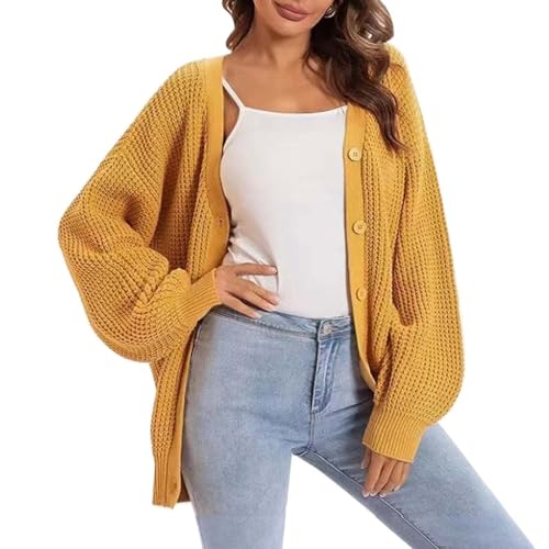 Jacke für Abendkleid, Strickjacke Damen Sommer Cardigan - Bolerojacke Grobstrick Übergangsjacke Mit Knöpfen Strickblazer Winter Damenstrickjacke Leichte Strickjacke, Vorne Offen von Generisch