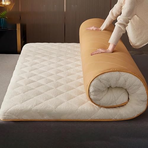 Japanische Bodenmatratze, weiche und flauschige Liege für Schlafzimmer und Zelt, dicke tragbare Isomatte mit guter Unterstützung, Beige (90 x 200 x 9 cm) von Generisch