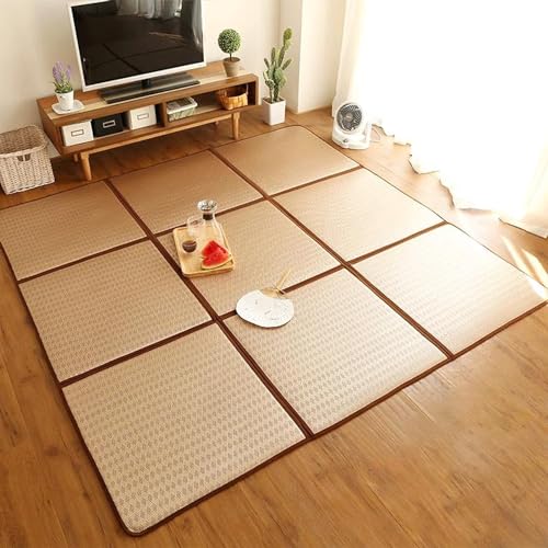 Japanische Bodenmatte, faltbar, Rattan, Sommerschlafmatte, rutschfest, atmungsaktiv, kühles Pad für Wohnzimmer, Schlafzimmer, traditioneller japanischer Indoor-Bodenteppich und Spielmatte von Generisch