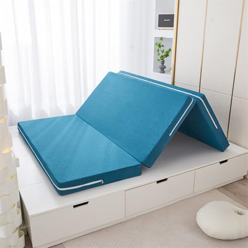 Japanische Futon-Matratze, faltbar, Tatami-Matte, verstaubar, Boden-Schlafmatte, multifunktionale Schlafunterlage für Schlafzimmer, Büro, Blau, 150 x 200 x 6 cm von Generisch