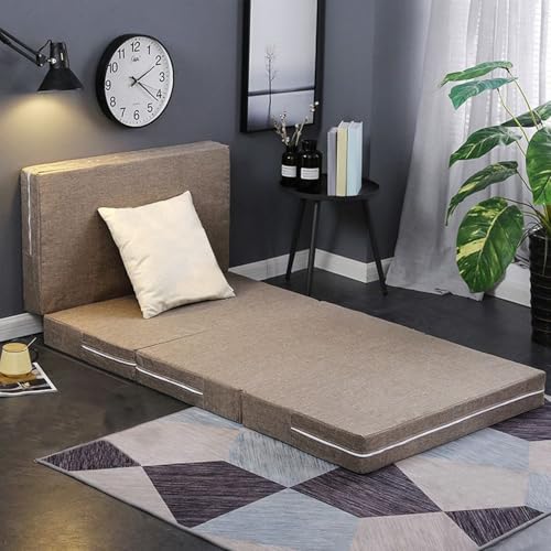 Japanische faltbare Bodenmatratze, 10,2 cm dick, tragbare Futon-Matte, Isomatte, multifunktional, Schlafzimmer, Büro, Khaki, 199,9 x 89,9 x 10,2 cm von Generisch